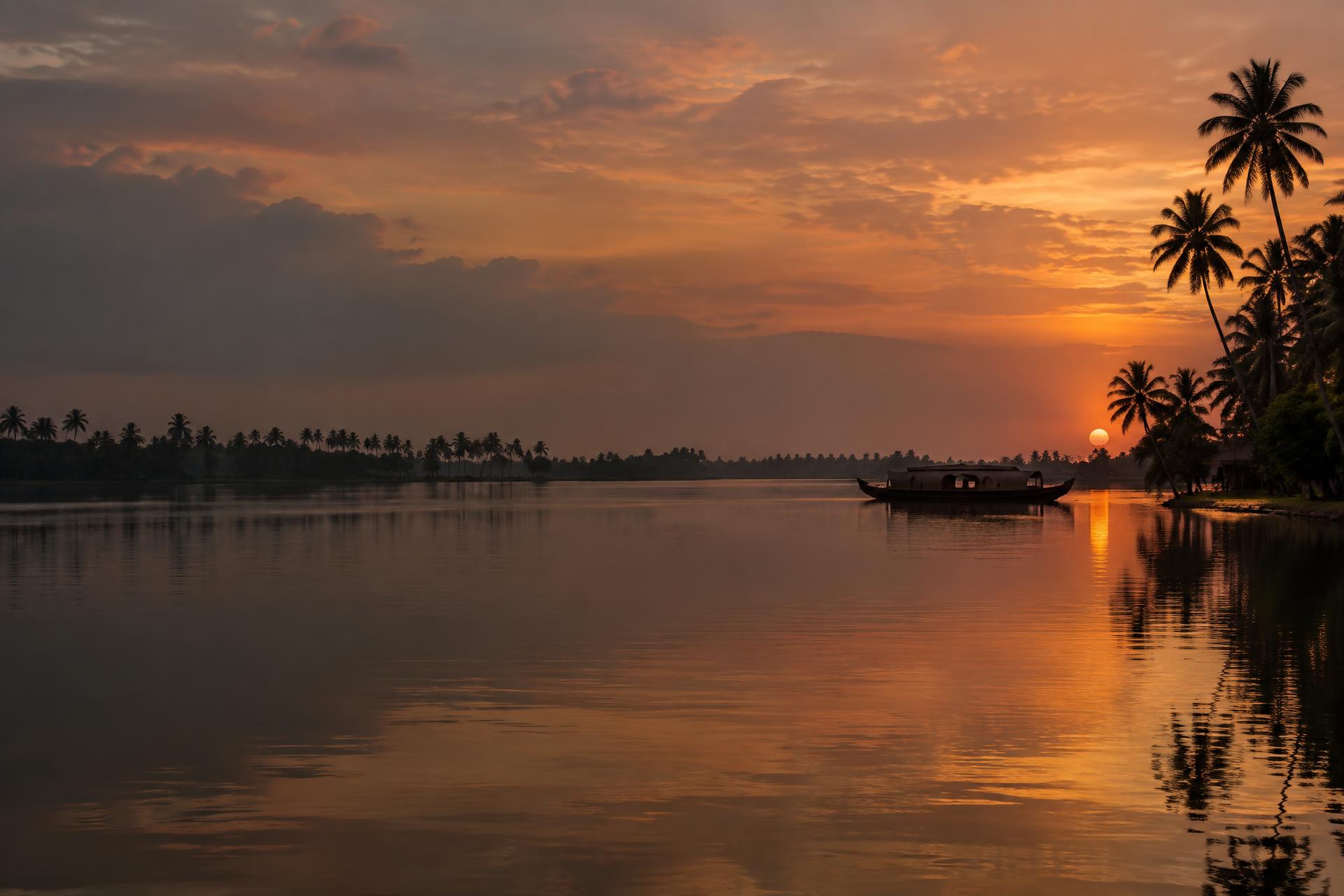 Sunset across the Kerala backwaters